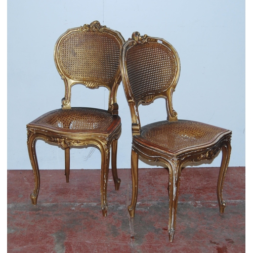 443 - Gill & Reigate of LondonPair of Regency-style giltwood parlour chairs, with cane work to the bac... 