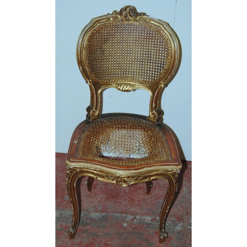 443 - Gill & Reigate of LondonPair of Regency-style giltwood parlour chairs, with cane work to the bac... 