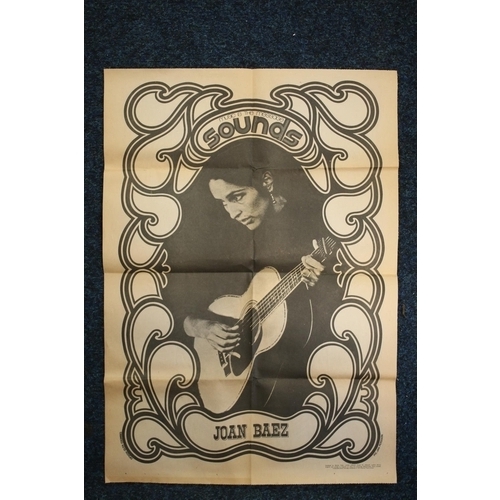 259 - 1970s music poster of Joan Baez, picture by Jan Perrsson, 60cm.