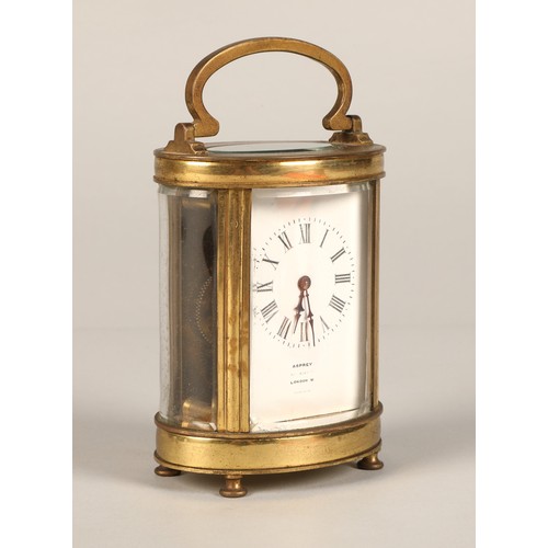 285 - Asprey brass carriage clock, 13cm high.