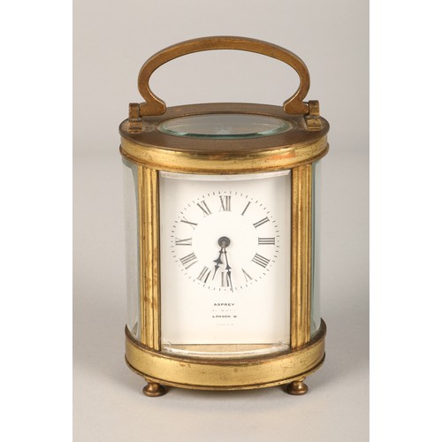 285 - Asprey brass carriage clock, 13cm high.