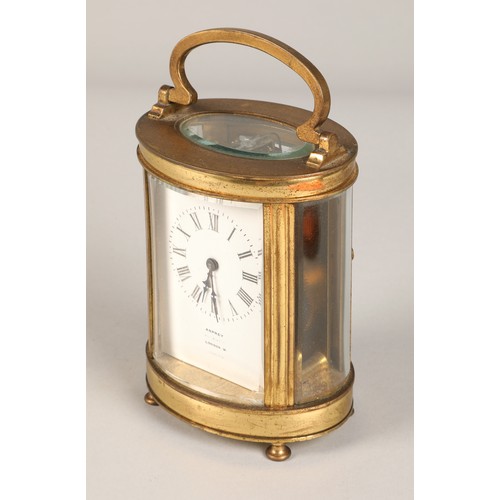 285 - Asprey brass carriage clock, 13cm high.