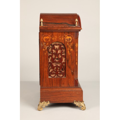 286 - 19th century Lenzkirch inlaid mahogany bracket clock, marquetry inlay to the case, with four brass f... 