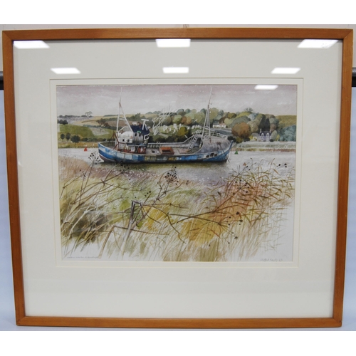 369 - Clifford John Bayly (British, 1927 - 2022)Wreck on the River Dee, KirkcudbrightSigned, titled and da... 