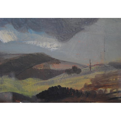 379 - Alexander Hossack (British, 1954 - 1989)Abstract landscapeSigned, oil on board, 28.5cm x 34cm. ... 