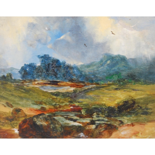 381 - 19th Century British SchoolLandscape sceneUnsigned, oil on canvas, 18.5cm x 23.5cm.Label verso for B... 