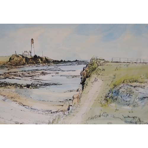 386 - James Harrigan (Scottish, b. 1937)Lighthouse at TurnberrySigned, watercolour on paper, 25.5cm x 37cm... 