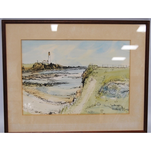 386 - James Harrigan (Scottish, b. 1937)Lighthouse at TurnberrySigned, watercolour on paper, 25.5cm x 37cm... 