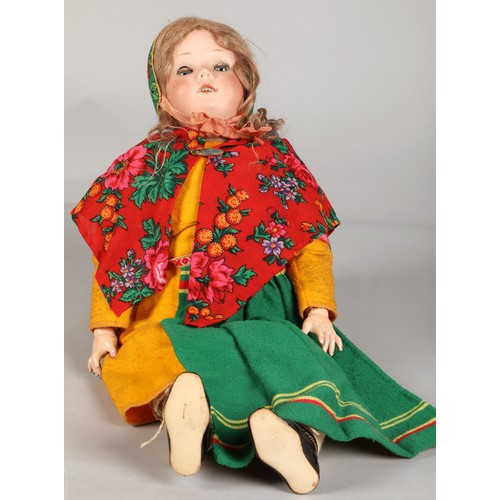 267 - German Bisque Welsch Russian costume doll, size 1 1/2 , inscribed on back of head, Made in Germany W... 