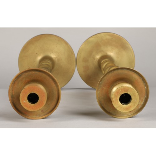 253 - Pair of Barley twist brass candlesticks, 47.5cm high.