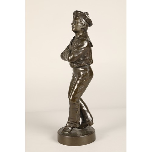 241 - Bronze  figure of a boy sailor with folded arms by V Szczeblewski,   42 cm high,