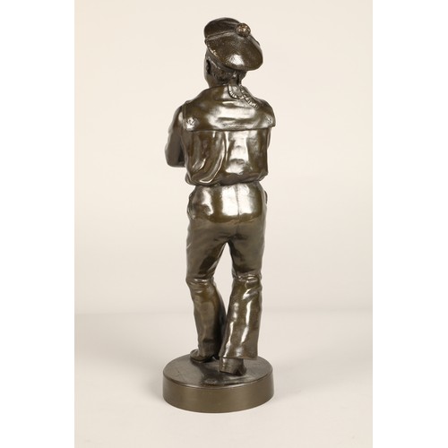 241 - Bronze  figure of a boy sailor with folded arms by V Szczeblewski,   42 cm high,