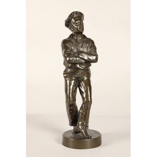 241 - Bronze  figure of a boy sailor with folded arms by V Szczeblewski,   42 cm high,