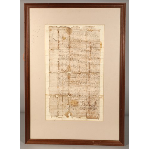 463 - Framed 1679 Document of Horning, R E Goodwin V Earl of Crawford for heirs and survivors, Edinburgh 2... 