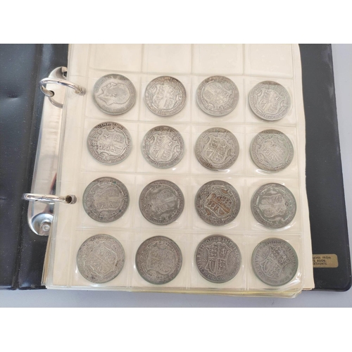 339 - Folder of British coinage mostly silver halfcrowns and florins comprising of 104.5g of 925 sterling ... 