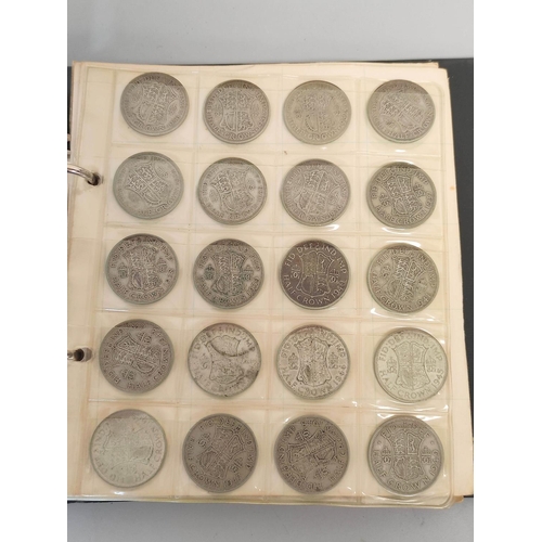 339 - Folder of British coinage mostly silver halfcrowns and florins comprising of 104.5g of 925 sterling ... 