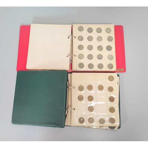 340 - Two folders of British coinage ascending from pennies to shillings and to include Victorian-Elizabet... 