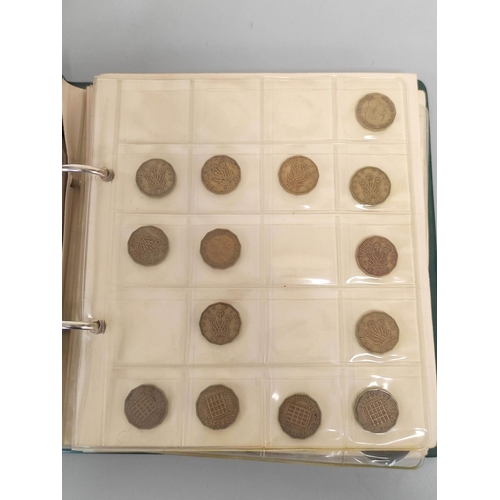 340 - Two folders of British coinage ascending from pennies to shillings and to include Victorian-Elizabet... 