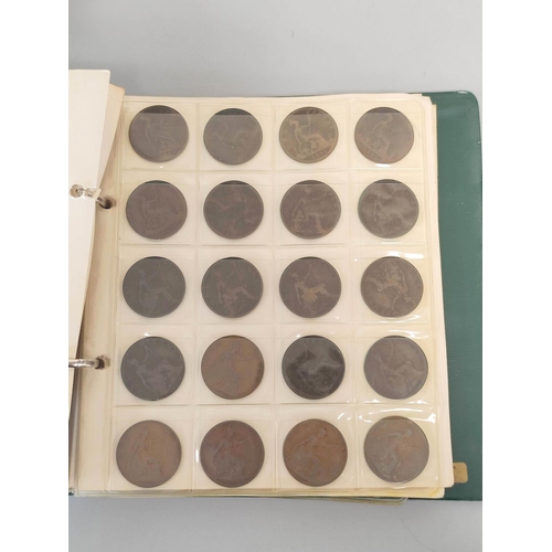 340 - Two folders of British coinage ascending from pennies to shillings and to include Victorian-Elizabet... 