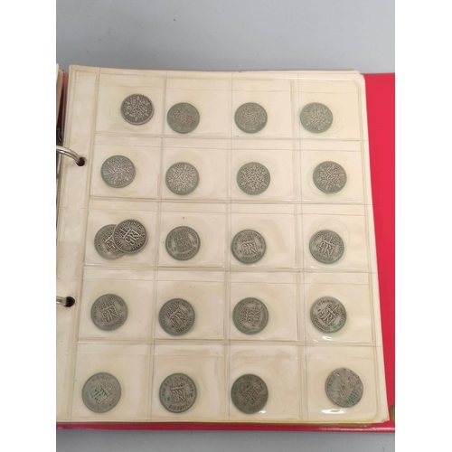 340 - Two folders of British coinage ascending from pennies to shillings and to include Victorian-Elizabet... 