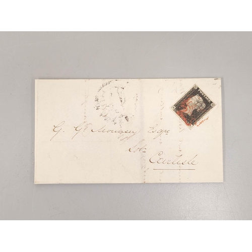 399 - Great Britain. Victorian correspondence having penny black stamp on envelope cover, with red Maltese... 