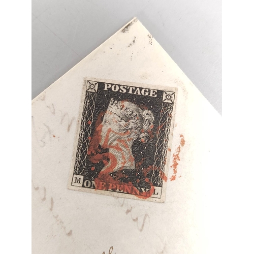 399 - Great Britain. Victorian correspondence having penny black stamp on envelope cover, with red Maltese... 