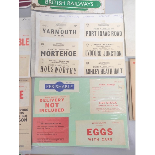 442 - British Rail. Collection of cardboard notices, parcel labels and enamel signs.