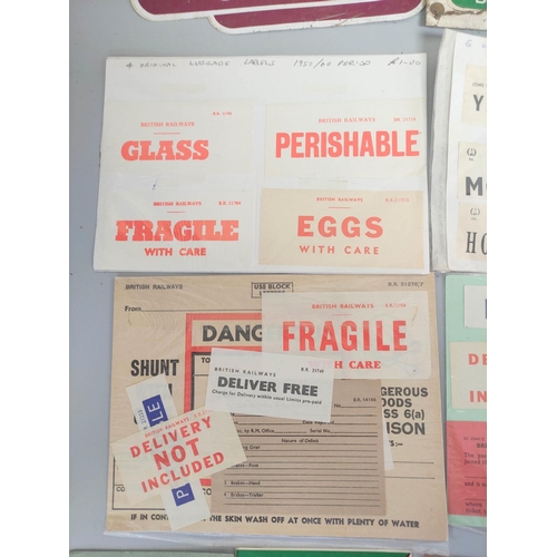 442 - British Rail. Collection of cardboard notices, parcel labels and enamel signs.