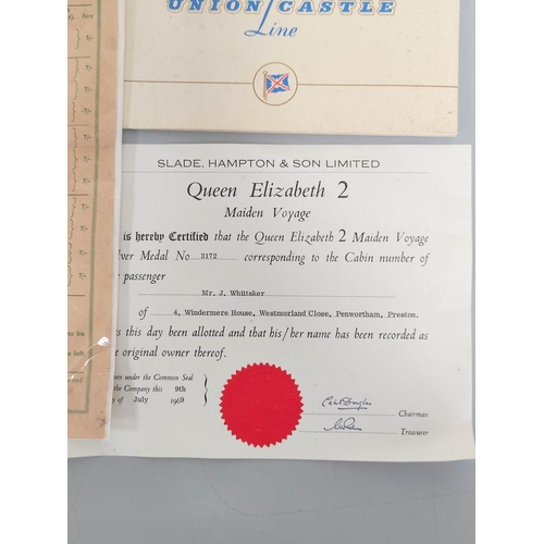 453 - Cunard QE2 Interest. Collection of ephemera relating to the Queen Elizabeth II cruise liner to inclu... 