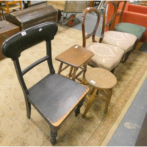 510 - Ebonised Victorian dining chair and another.