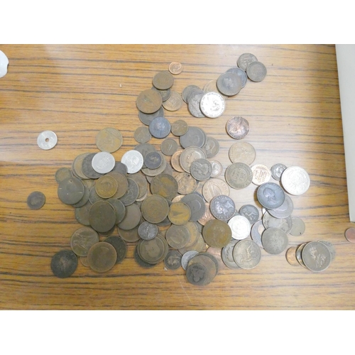 517 - Large box of coins including rupees, pennies etc