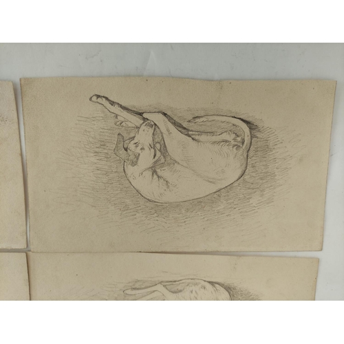 238 - Attr. to William James Blacklock.Four studies of a sleeping hound.Pencil.Each 12cm x 22cm.... 