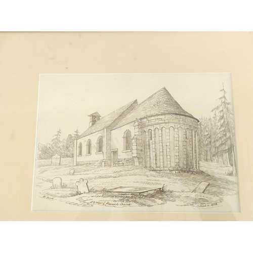 244 - Rev. William Ford.S.E. view of Warwick church.Pencil drawing.Inscribed and dated 1828.18cm x 26cm.... 