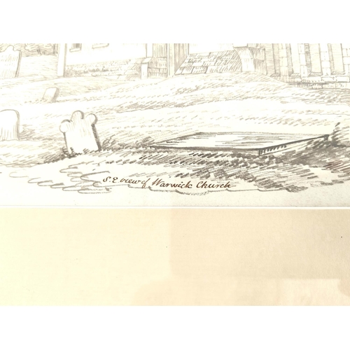 244 - Rev. William Ford.S.E. view of Warwick church.Pencil drawing.Inscribed and dated 1828.18cm x 26cm.... 