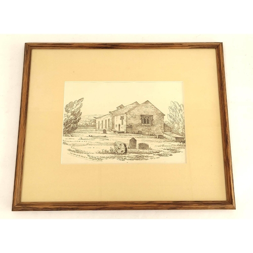 245 - Rev. William Ford.S.E. view of the church in Addingham Parish.Pencil drawing.Signed and inscribed 18... 