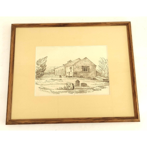 245 - Rev. William Ford.S.E. view of the church in Addingham Parish.Pencil drawing.Signed and inscribed 18... 