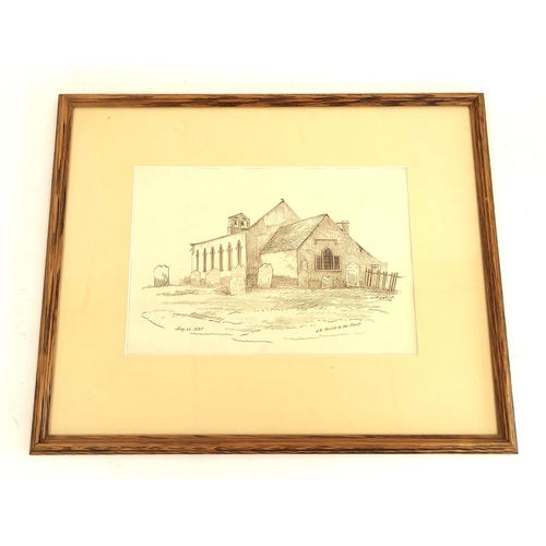 246 - Rev. William Ford.S.E., Hesket-in-the-Forest Church.Pencil drawing.Inscribed and dated 1835.18cm x 2... 