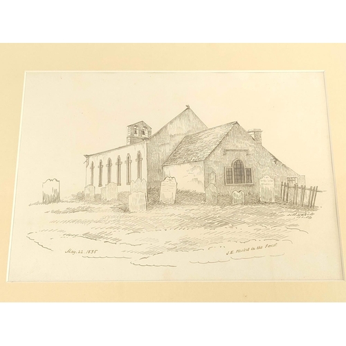 246 - Rev. William Ford.S.E., Hesket-in-the-Forest Church.Pencil drawing.Inscribed and dated 1835.18cm x 2... 