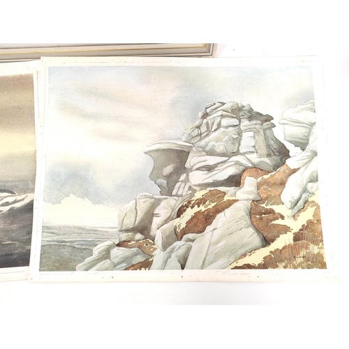 247 - John Allison.The Struggle, Kirkstone Pass.Watercolour. Signed.23cm x 32cm.Also three others by John ... 