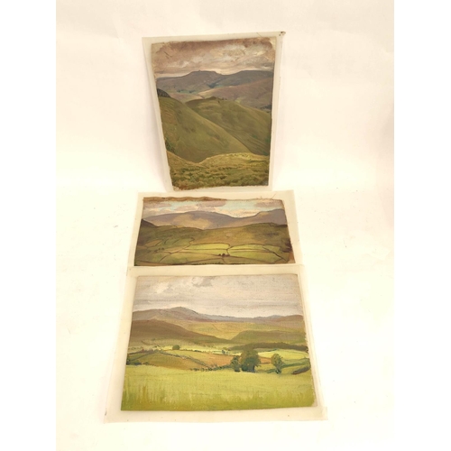 249 - Attributed to Walter James.Three landscapes.Oils on canvas.30cm x 21cm; 23cm x 30cm and 17cm x 31cm.... 