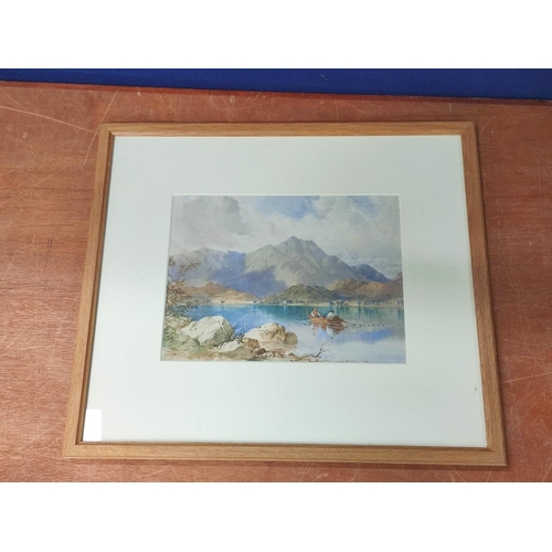 255 - Manner of Richardson, c.1840.Fishermen on a Lakeland tarn.Watercolour.22cm x 30cm.... 