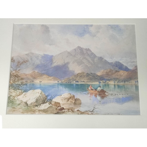 255 - Manner of Richardson, c.1840.Fishermen on a Lakeland tarn.Watercolour.22cm x 30cm.... 