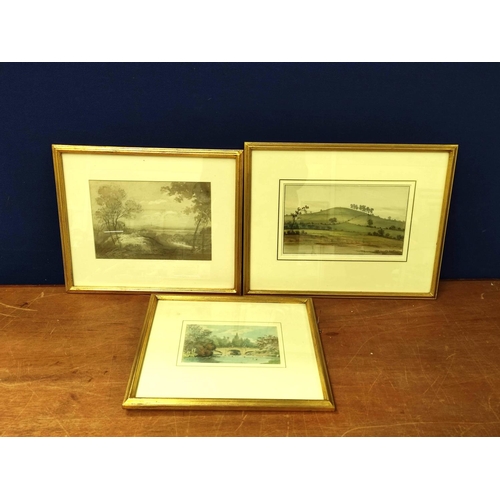 258 - G. Shepherd.Rural landscape.Watercolour.Signed and dated 1814.16cm x 26cm.Also watercolour of a park... 