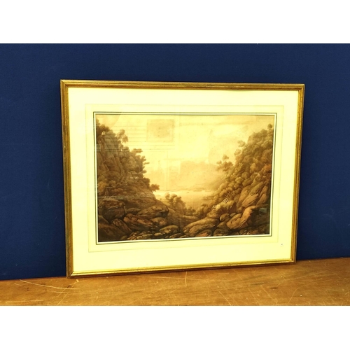 259 - Attributed to William Green.Mountainous Lakeland view with two small figures.Watercolour, predominan... 