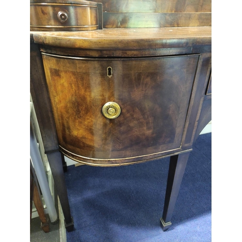 503 - Scottish George III and later mahogany sideboard, the shaped upstand with two short drawers, above c... 