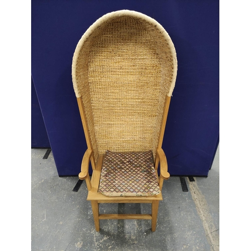 514 - Orkney chair in the traditional style with woven canopy back and detachable seat, approx. 156cm high... 