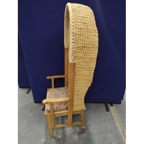 514 - Orkney chair in the traditional style with woven canopy back and detachable seat, approx. 156cm high... 