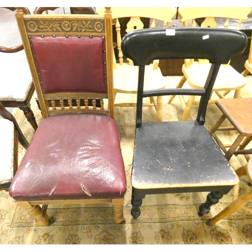 510 - Ebonised Victorian dining chair and another.