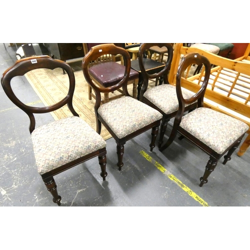 543 - Set of four antique mahogany balloon back chairs.