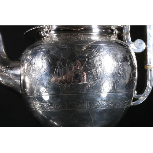 1 - Victorian silver four-piece tea and coffee service, of matching Etruscan revival design, the classic... 